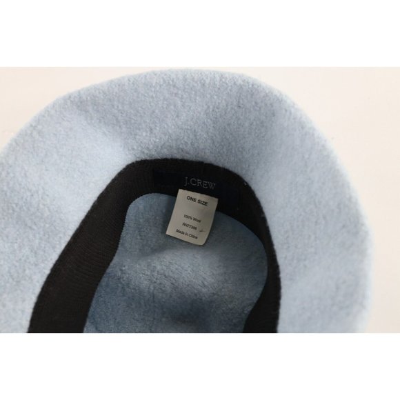 Vintage J Crew Blank Wool Knit Boonie Bucket Sun Hat Light Blue Womens One Size main image 5